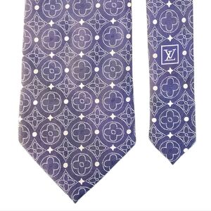 Vintage Louis Vuitton Tie 100% Silk Monogram Purple W3.75" x L56.5" Authentic